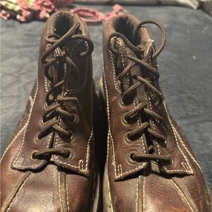Dr. Martens Brown Ankle Boots with Lace-Up Design and Textured Leather